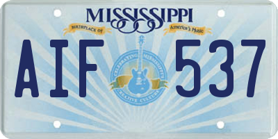 MS license plate AIF537