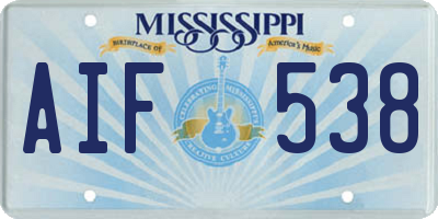 MS license plate AIF538