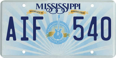 MS license plate AIF540