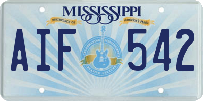 MS license plate AIF542