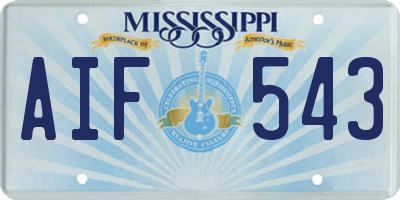 MS license plate AIF543