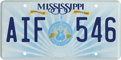 MS license plate AIF546