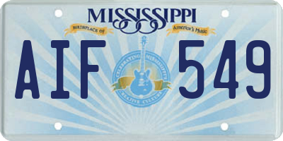 MS license plate AIF549