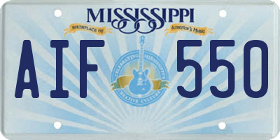 MS license plate AIF550