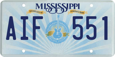 MS license plate AIF551