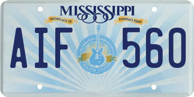 MS license plate AIF560