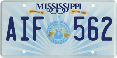 MS license plate AIF562