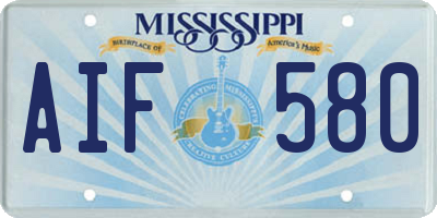 MS license plate AIF580