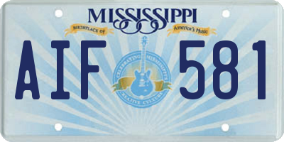 MS license plate AIF581