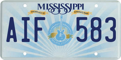 MS license plate AIF583
