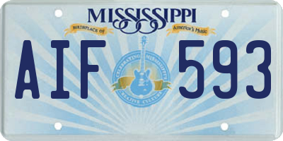 MS license plate AIF593