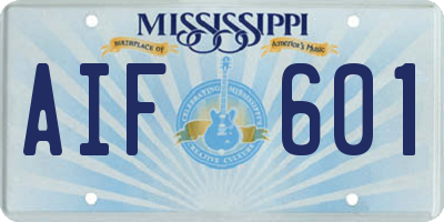 MS license plate AIF601