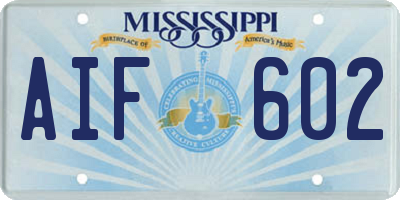MS license plate AIF602