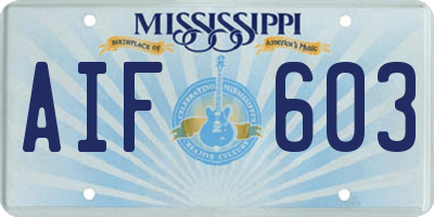 MS license plate AIF603