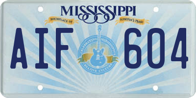 MS license plate AIF604