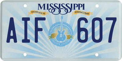 MS license plate AIF607
