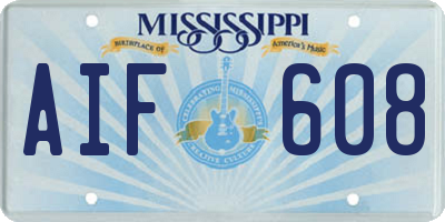 MS license plate AIF608
