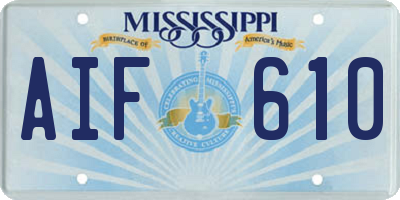 MS license plate AIF610