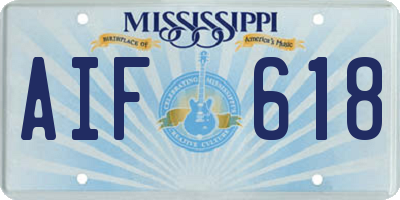 MS license plate AIF618