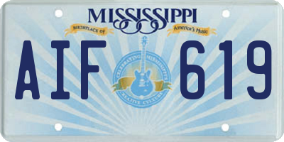 MS license plate AIF619