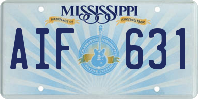 MS license plate AIF631