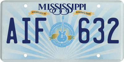 MS license plate AIF632