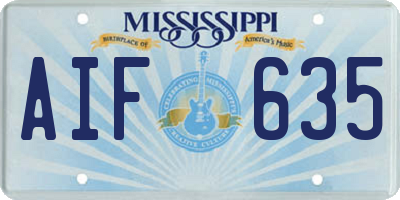 MS license plate AIF635