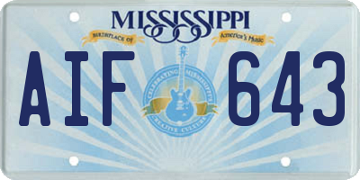 MS license plate AIF643