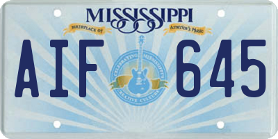 MS license plate AIF645