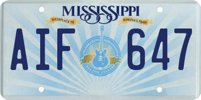 MS license plate AIF647