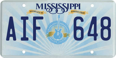 MS license plate AIF648
