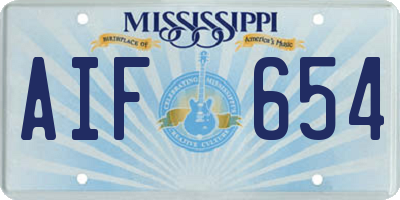 MS license plate AIF654