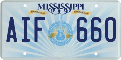 MS license plate AIF660