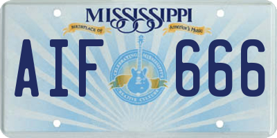 MS license plate AIF666