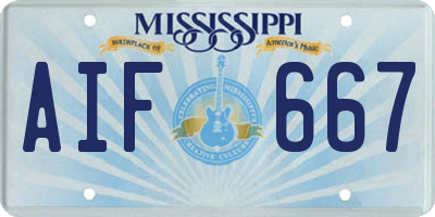 MS license plate AIF667