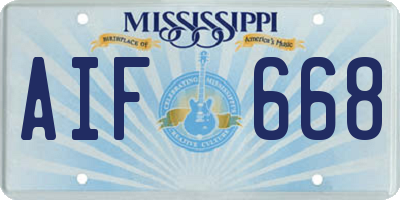 MS license plate AIF668