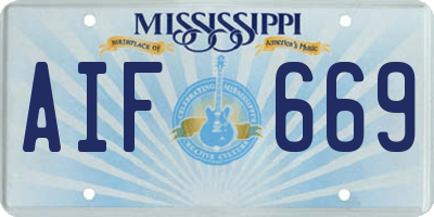 MS license plate AIF669