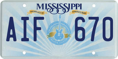 MS license plate AIF670