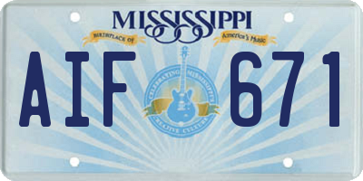 MS license plate AIF671