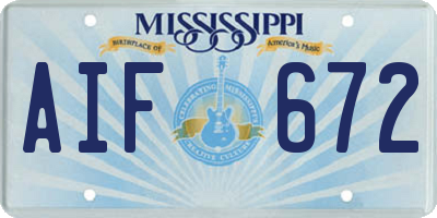 MS license plate AIF672