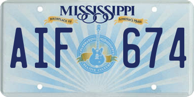 MS license plate AIF674