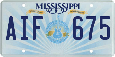 MS license plate AIF675