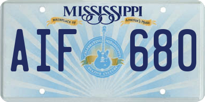 MS license plate AIF680