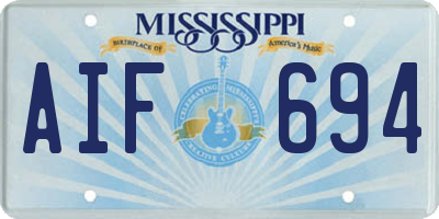 MS license plate AIF694