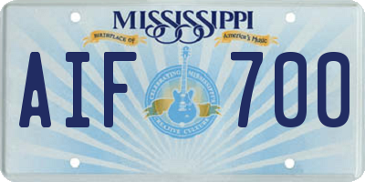 MS license plate AIF700