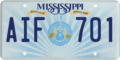 MS license plate AIF701