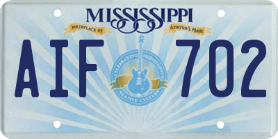 MS license plate AIF702