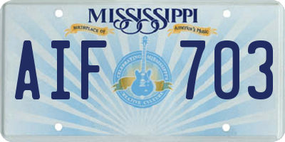 MS license plate AIF703