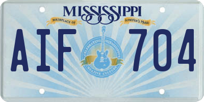 MS license plate AIF704