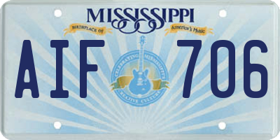 MS license plate AIF706